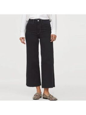 H&M Black Denim Wide Leg High Rise Pants Size 8